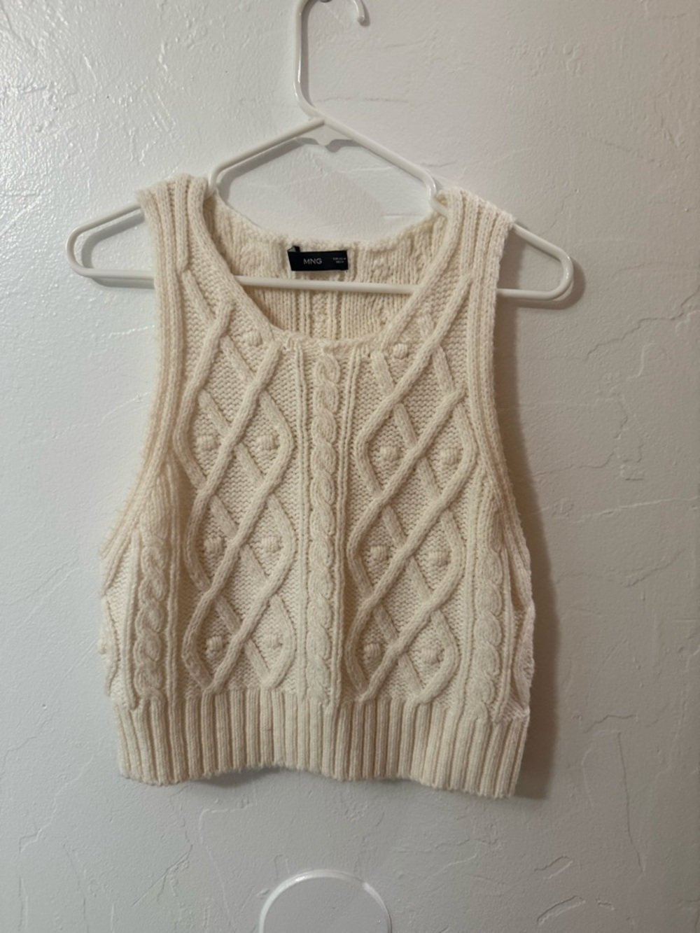 Mango Cream Cable Knit Sweater Vest